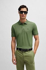 Cotton polo shirt with embroidered logo, Green
