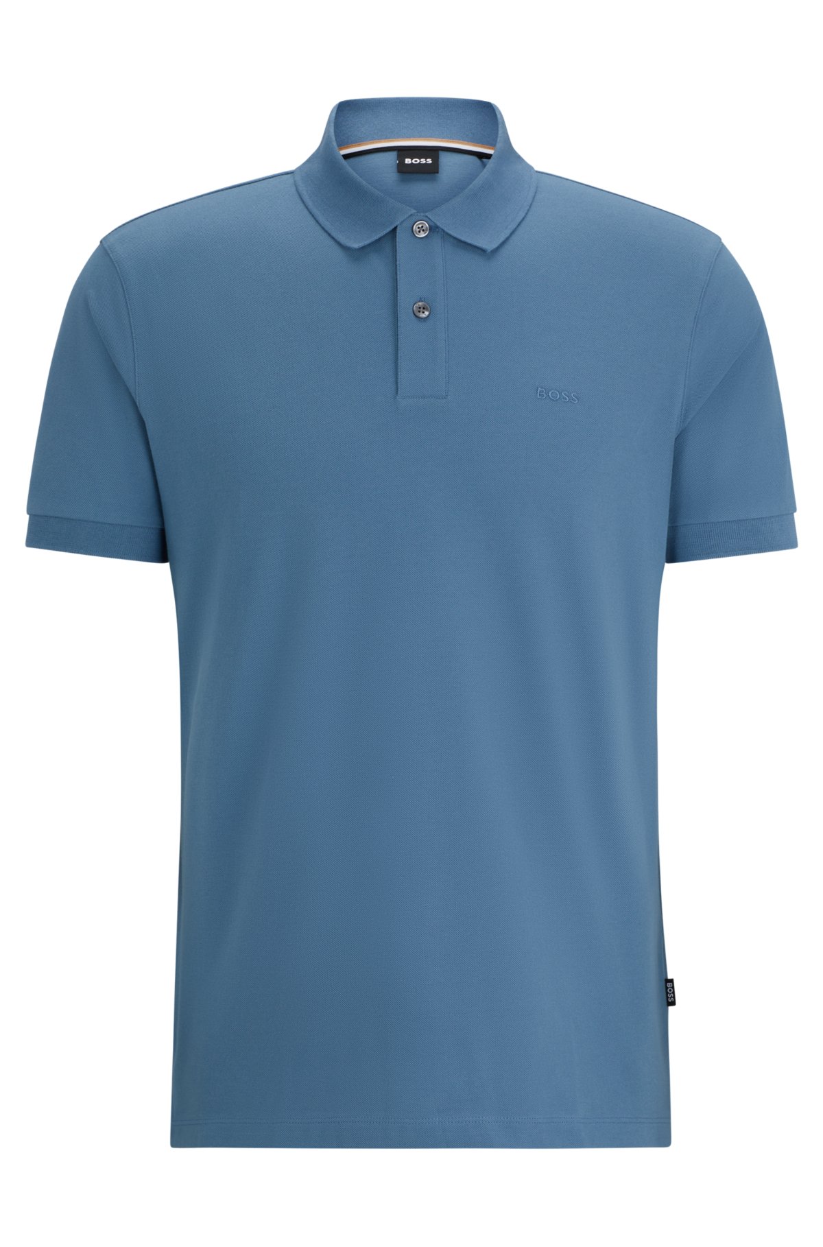 Cotton polo shirt with embroidered logo, Blue