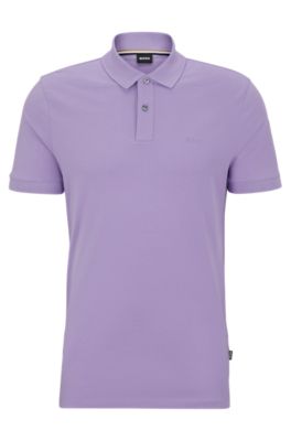 Hugo Boss Polo Shirt With Embroidered Logo In Light Purple