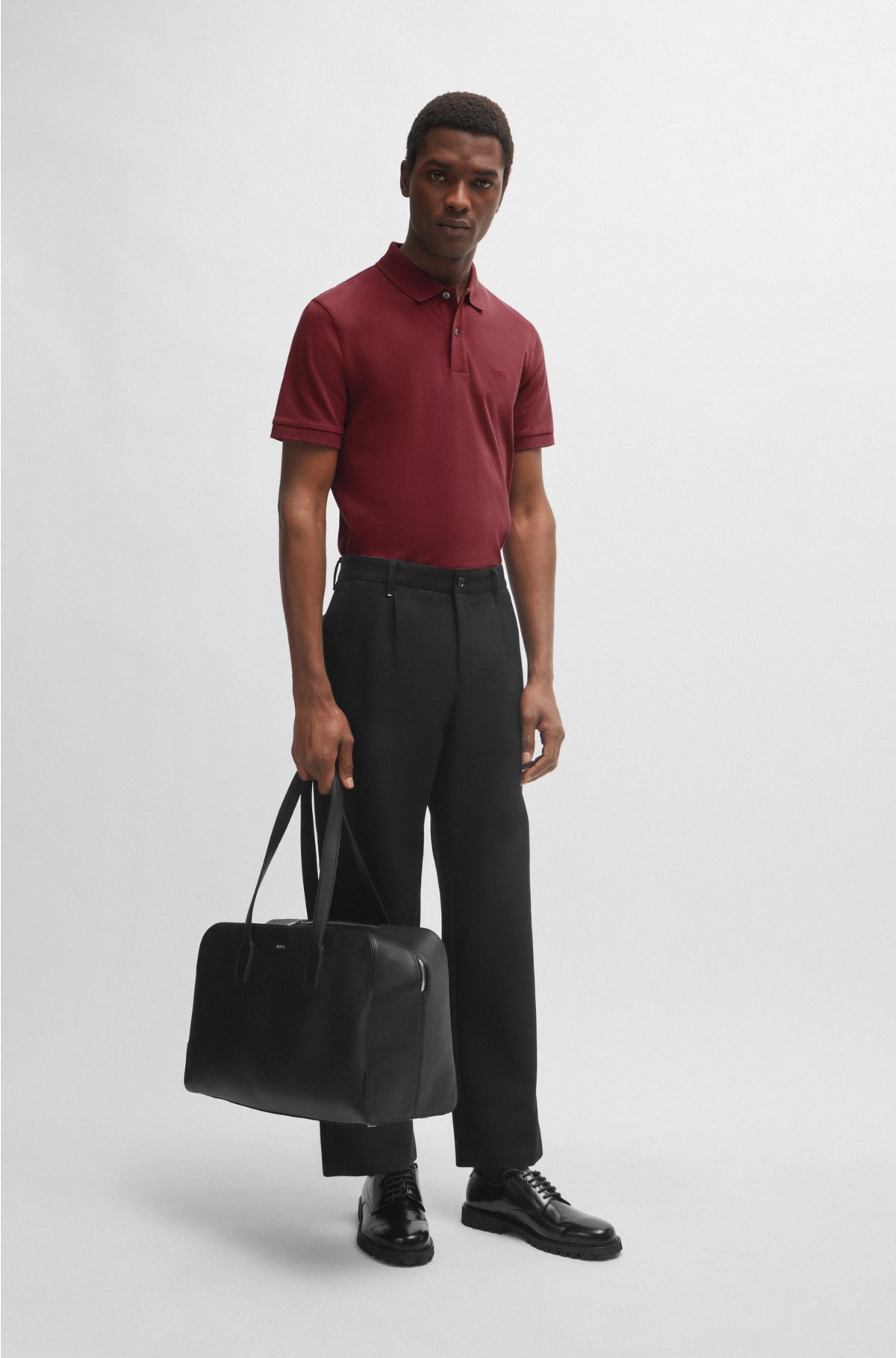 Pallas Cotton polo shirt with embroidered logo, Dark Red