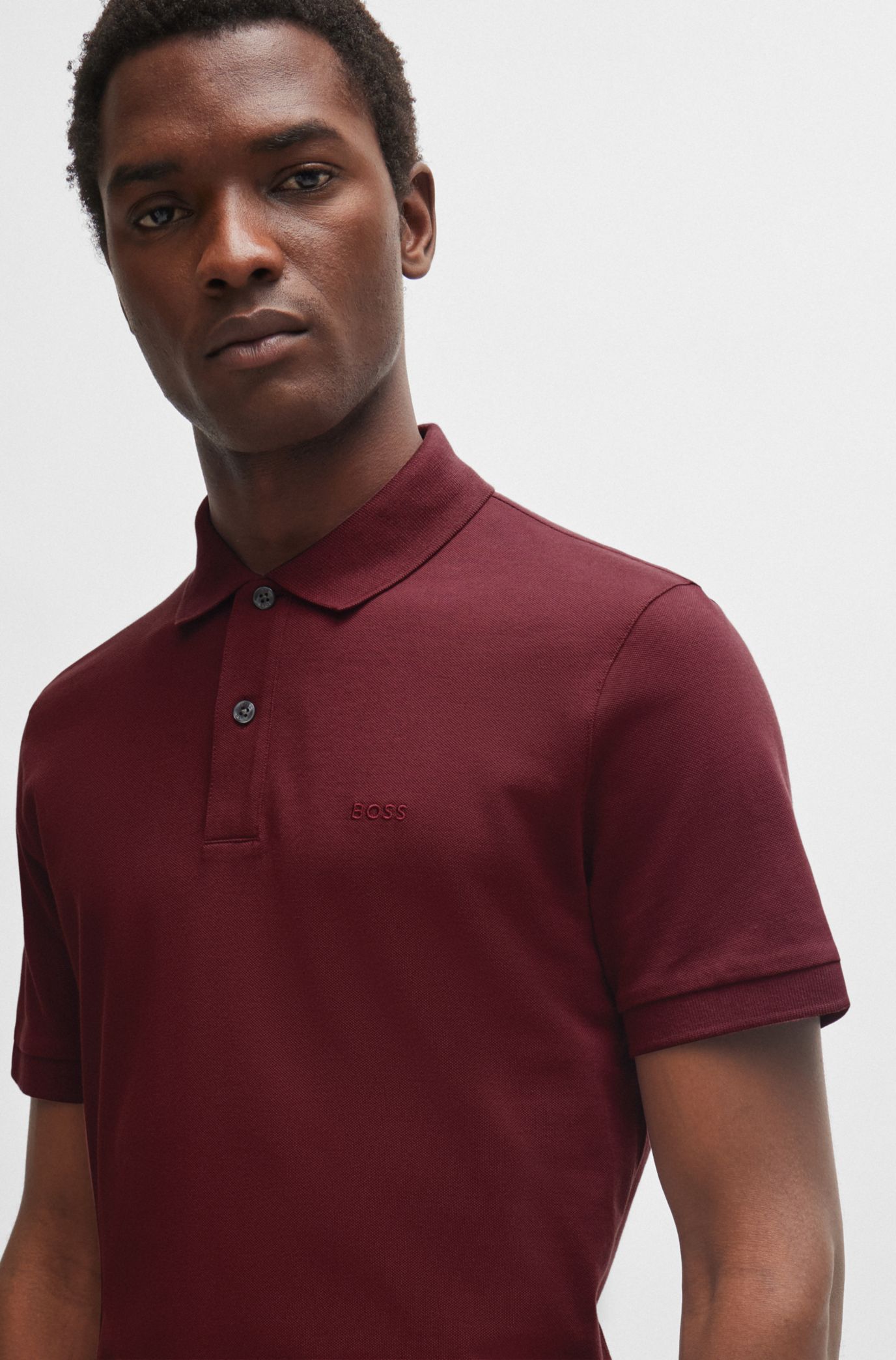 Hugo boss shop burgundy polo shirt