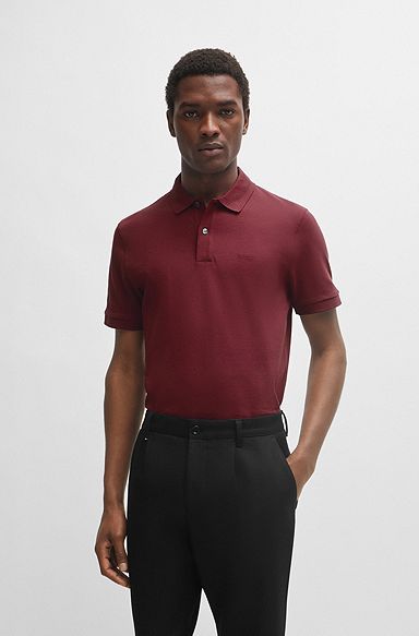 Pallas Cotton polo shirt with embroidered logo, Dark Red