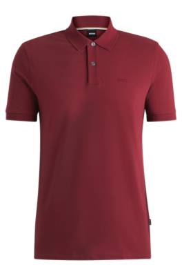 Hugo Boss Pallas Cotton Polo Shirt With Embroidered Logo In Brown