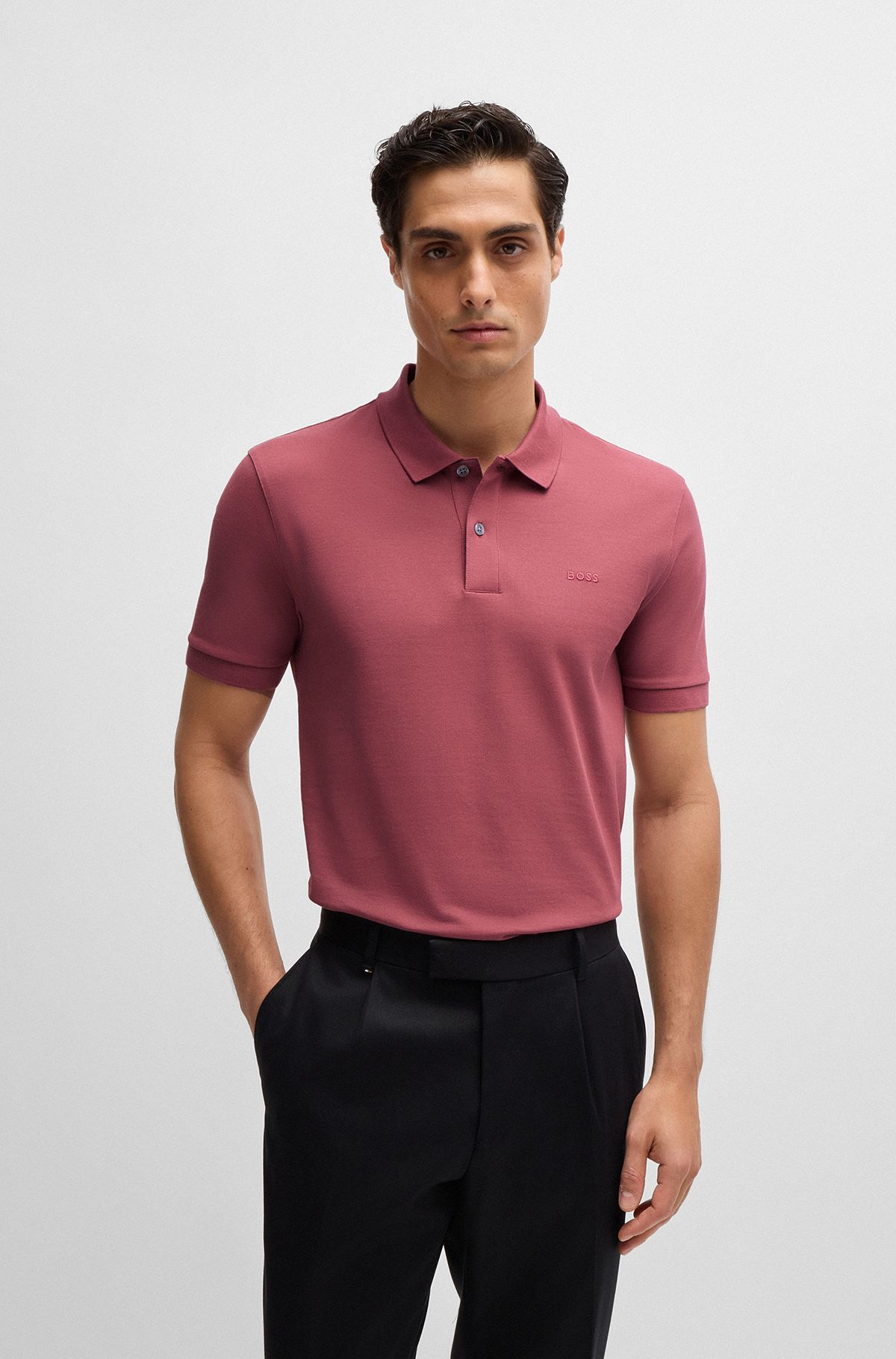 Pallas Cotton polo shirt with embroidered logo, Light Red