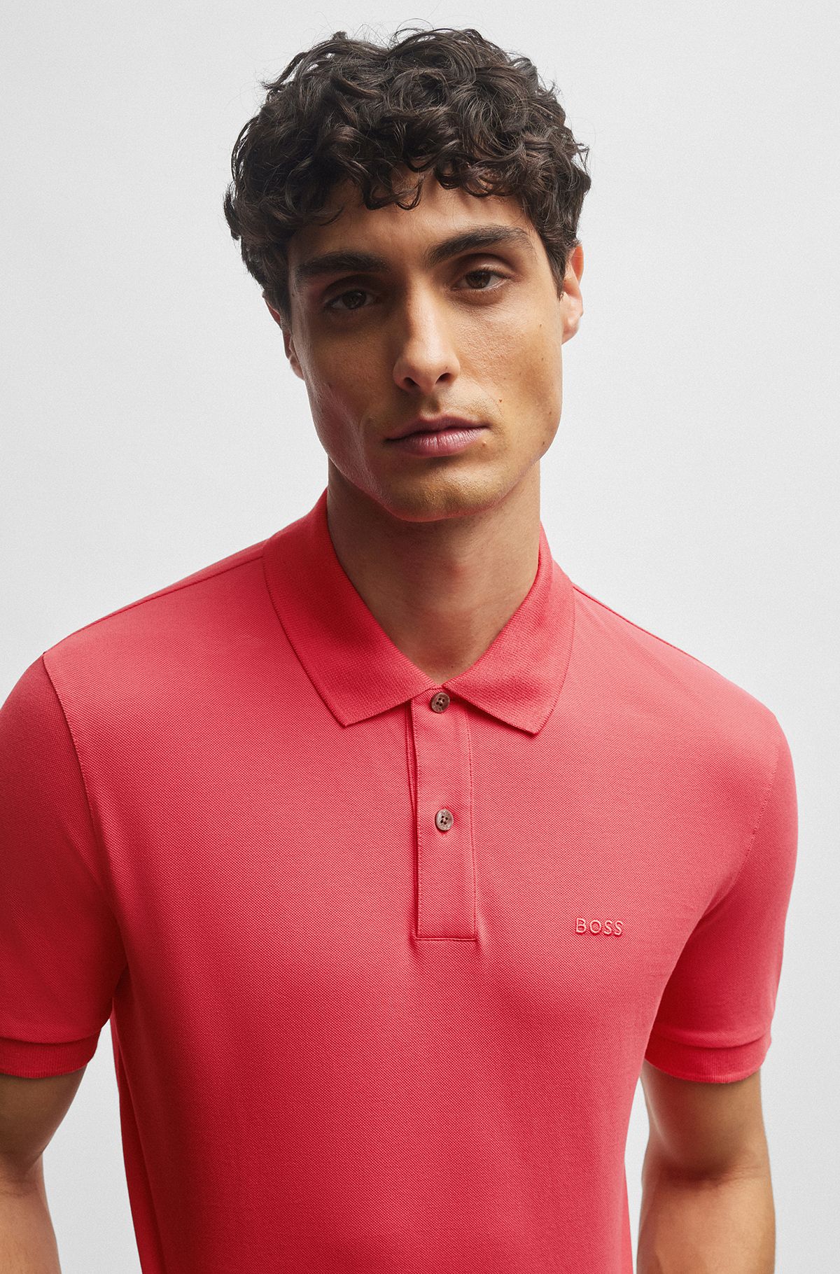 Pink Polo Men Menswear Shirts for | by Designer BOSS HUGO