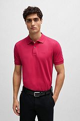 Pallas Cotton polo shirt with embroidered logo, Dark pink