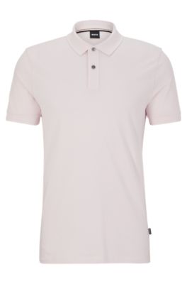 Hugo Boss Polo Shirt With Embroidered Logo In Light Pink