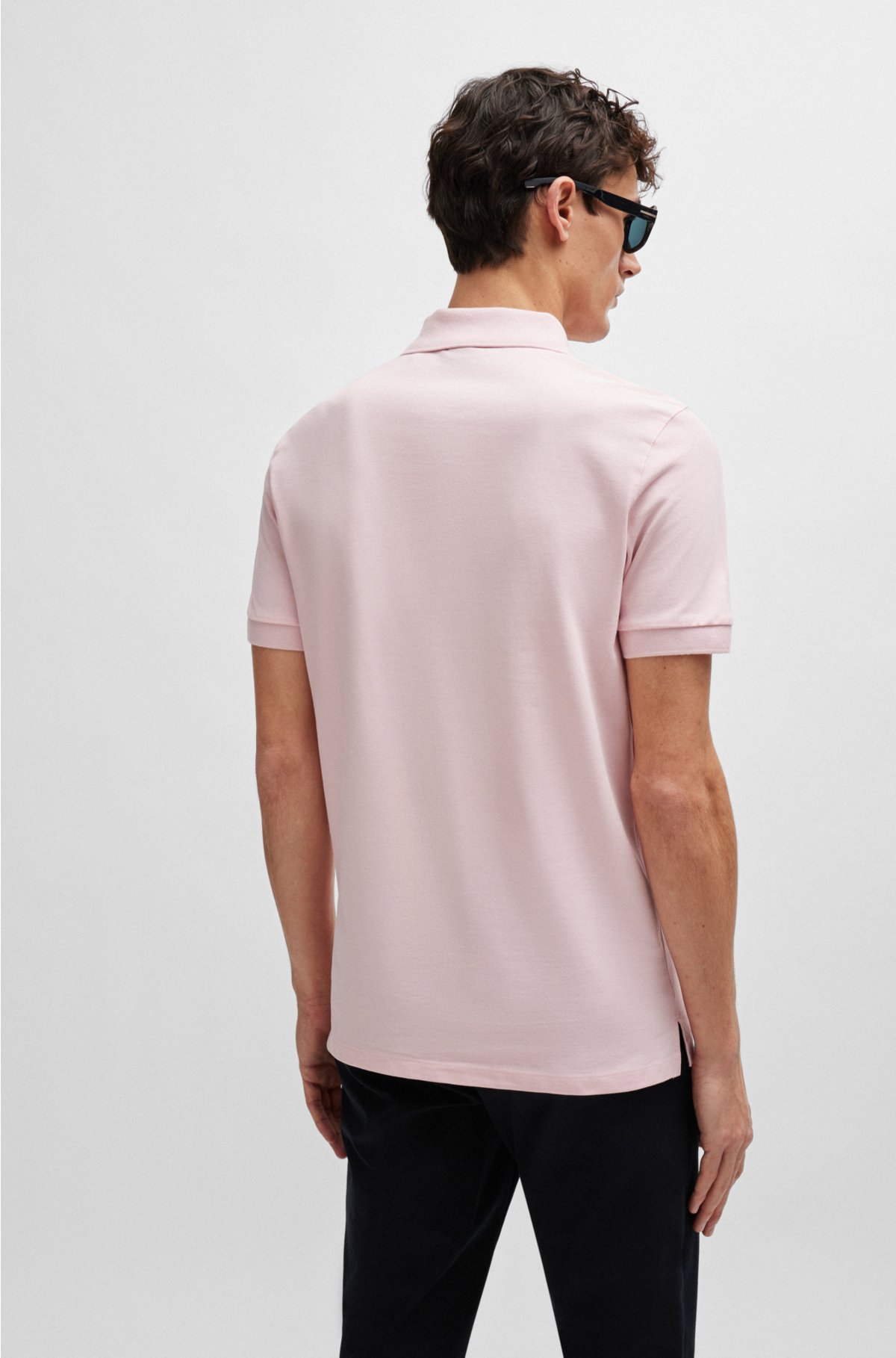 Pallas Cotton polo shirt with embroidered logo, light pink