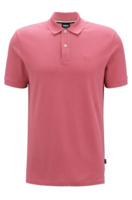 Hugo Boss Organic-cotton Polo Shirt With Embroidered Logo- Light Pink Men's Polo Shirts Size 3xl