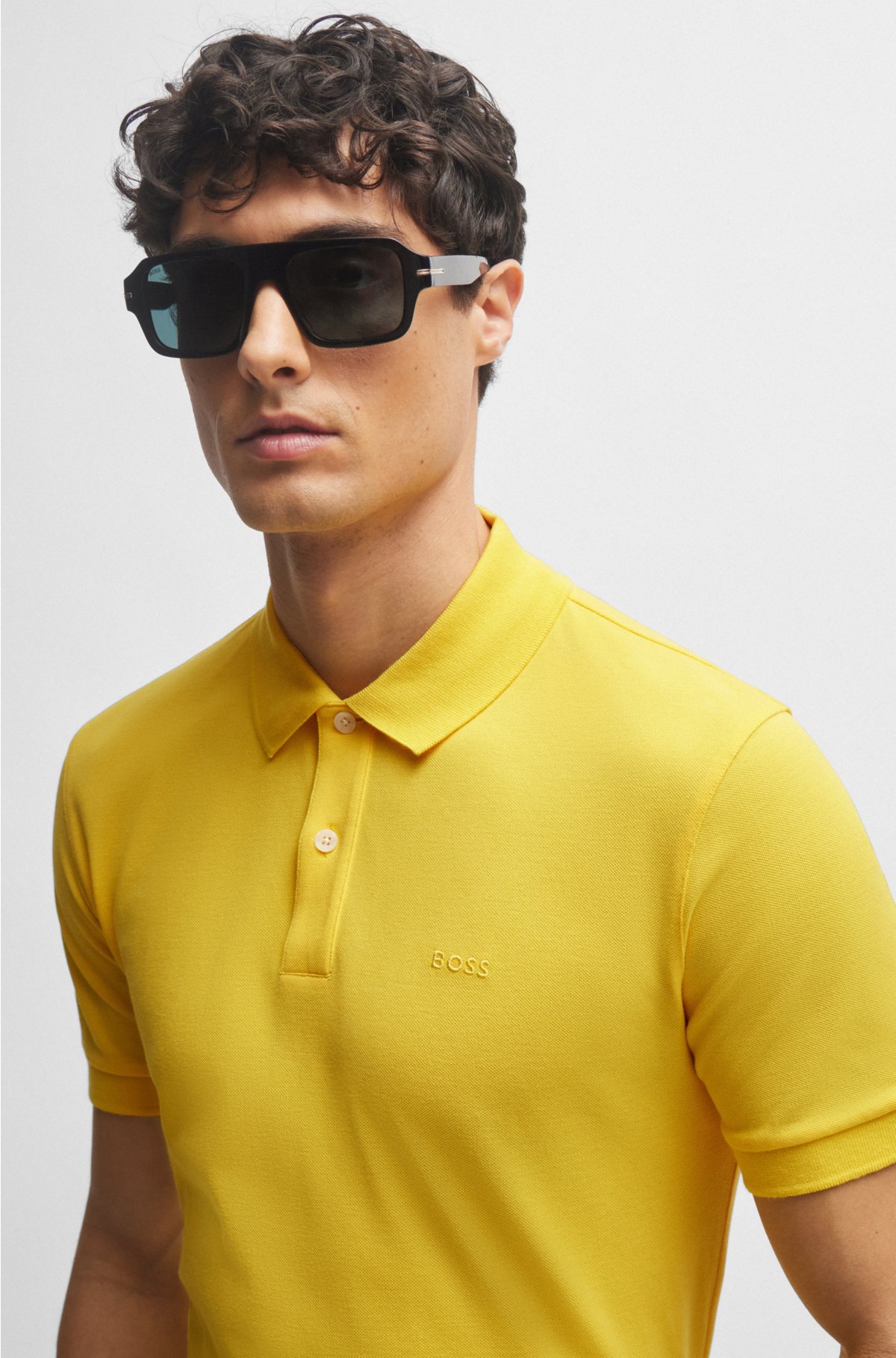 Pallas Cotton polo shirt with embroidered logo, Yellow