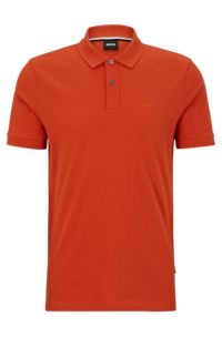 Polo en coton biologique avec logo brodé, Orange foncé