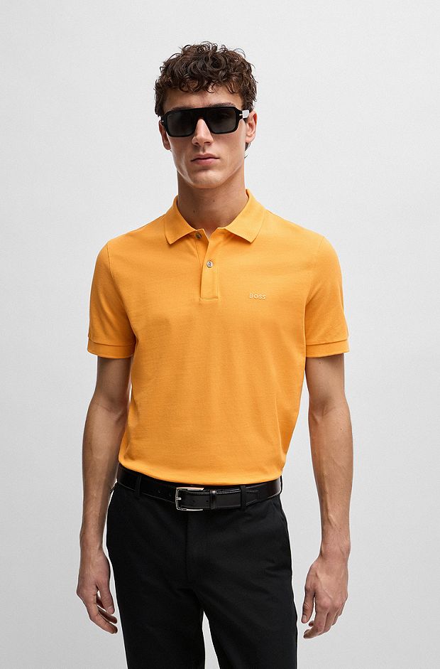 Pallas Cotton polo shirt with embroidered logo, Orange