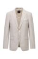 Slim-fit micro-patterned jacket in a cotton blend, Beige