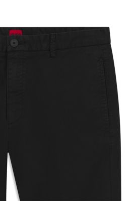 HUGO - Slim-fit chinos in stretch-cotton gabardine 