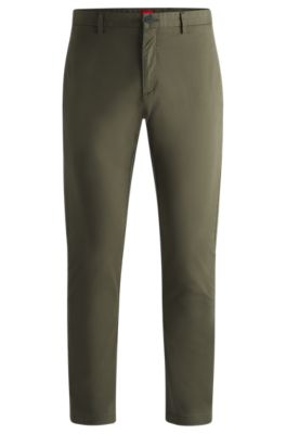 Slim-fit chinos in stretch-cotton gabardine, Khaki