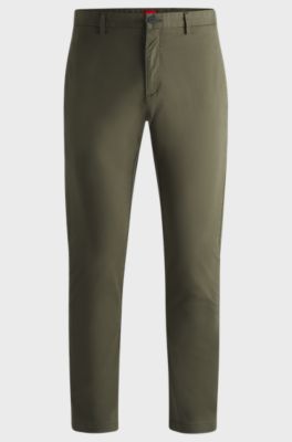 Slim-fit chinos in stretch-cotton gabardine, Khaki