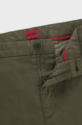 Slim-fit chinos in stretch-cotton gabardine, Khaki