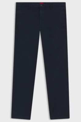 Slim-fit chinos in stretch-cotton gabardine, Dark Blue