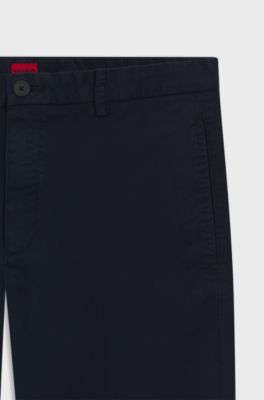 Slim-fit chinos in stretch-cotton gabardine, Dark Blue
