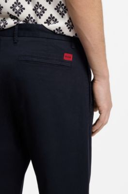 Slim-fit chinos in stretch-cotton gabardine, Dark Blue