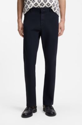 Slim-fit chinos in stretch-cotton gabardine, Dark Blue
