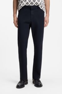 Slim-fit chino van katoenen gabardine met stretch, Donkerblauw