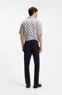 Slim-fit chinos in stretch-cotton gabardine, Dark Blue