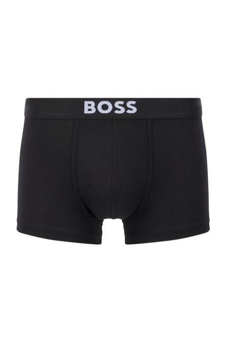 Logo-waistband trunks in cotton, modal and stretch, Black