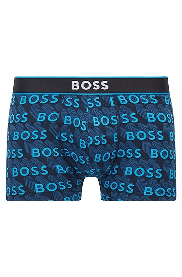 BOSS 博斯通体印花装饰弹力棉短裤,  434_Bright Blue