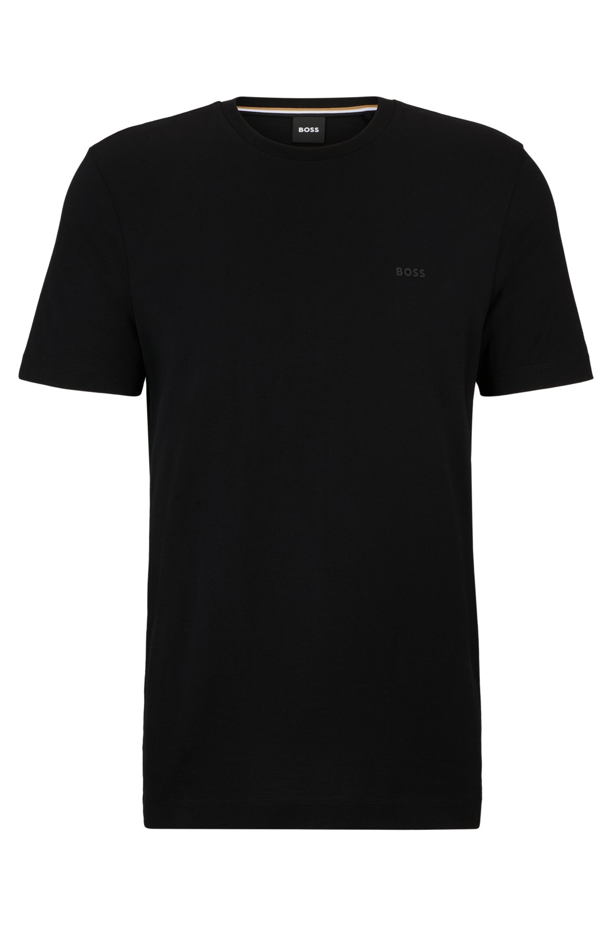 T-shirt van katoenen jersey met rubberen logoprint, Zwart