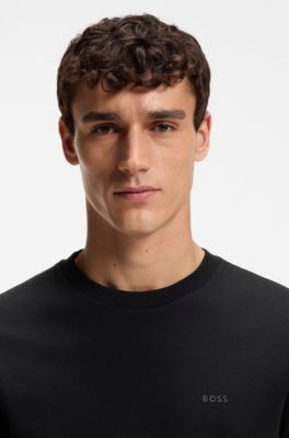 Cotton-jersey T-shirt with logo detail, Black