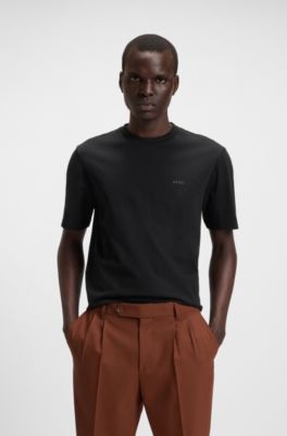 Cotton-jersey T-shirt with logo detail, Black