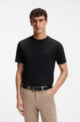 Cotton-jersey T-shirt with logo detail, Black