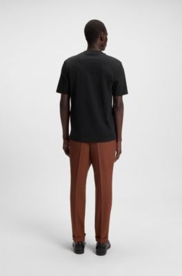 Cotton-jersey T-shirt with logo detail, Black