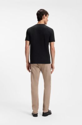 T-shirt van katoenen jersey met logodetail, Zwart