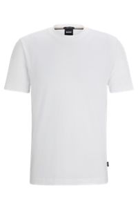 Camiseta de punto de algodón con logo estampado de goma, Blanco