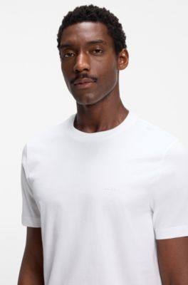 T-shirt in jersey di cotone con logo, Bianco