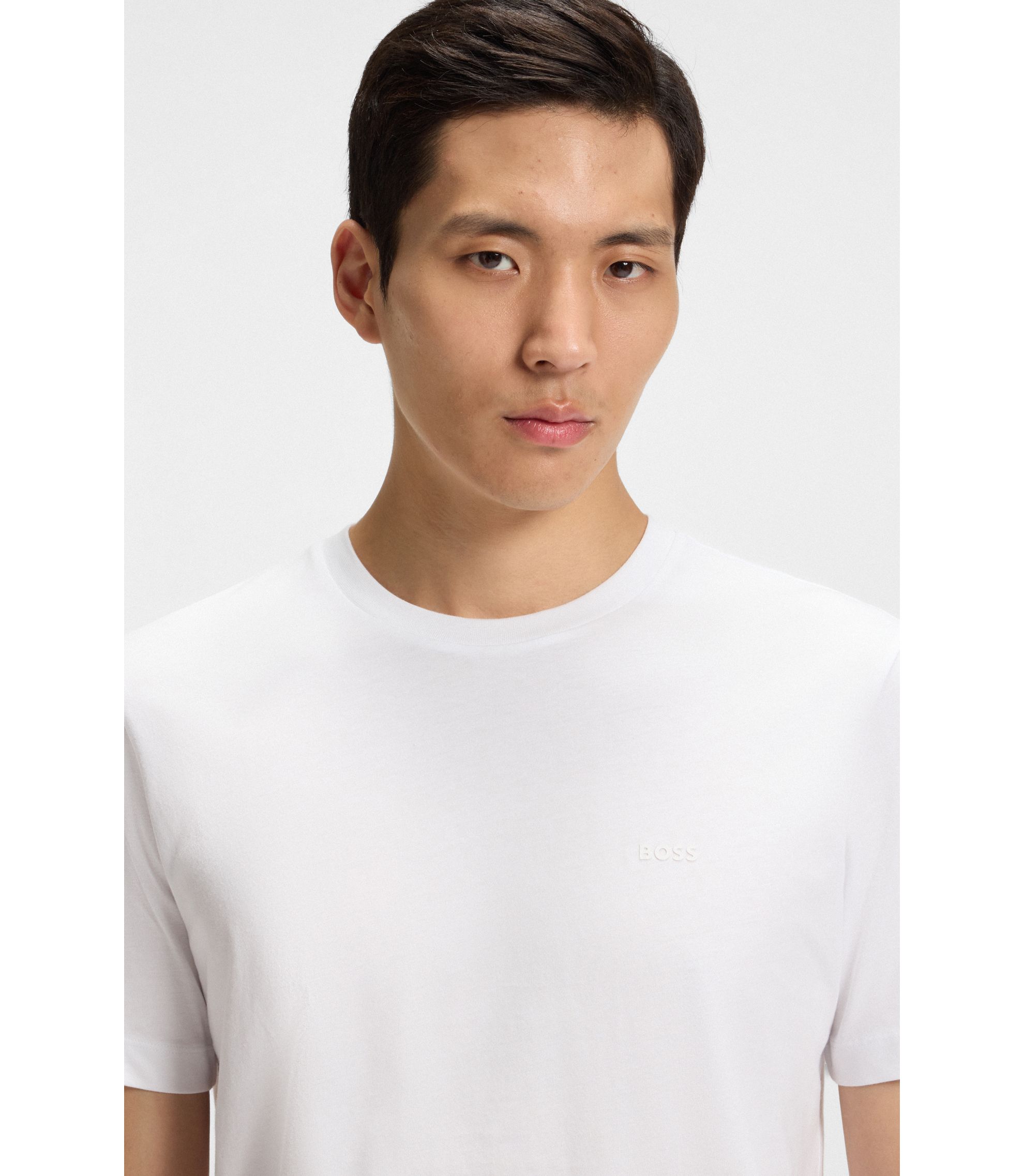 BOSS - Cotton-jersey T-shirt with logo detail - White