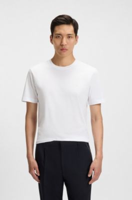コットンジャージー Tシャツ ロゴディテール, ホワイト