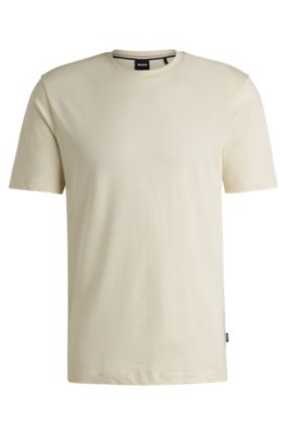 Tシャツ・カットソー BOSS Men T-shirt Natural 50538438 102 BOSS - Regular-fit T-shirt in stretch cotton with contrast