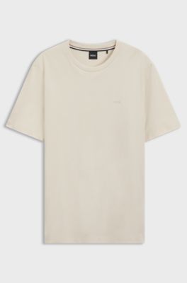 Cotton-jersey T-shirt with logo detail, Natural