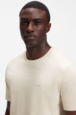 Cotton-jersey T-shirt with logo detail, Natural