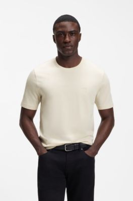 Cotton-jersey T-shirt with logo detail, Natural