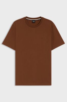 Cotton-jersey T-shirt with logo detail, Brown