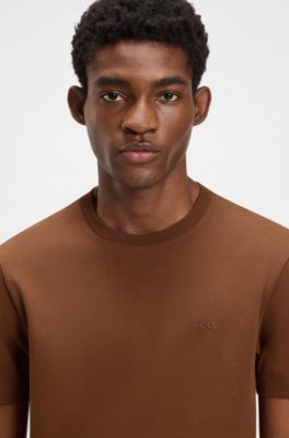 Cotton-jersey T-shirt with logo detail, Brown