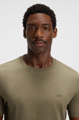 T-shirt i bomuldsjersey med logo, Gr&oslash;n