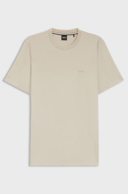 Cotton-jersey T-shirt with logo detail, Light Beige