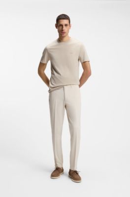 Cotton-jersey T-shirt with logo detail, Light Beige