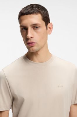 T-shirt in jersey di cotone con logo, Beige chiaro