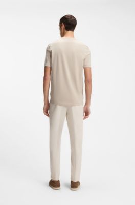 Cotton-jersey T-shirt with logo detail, Light Beige